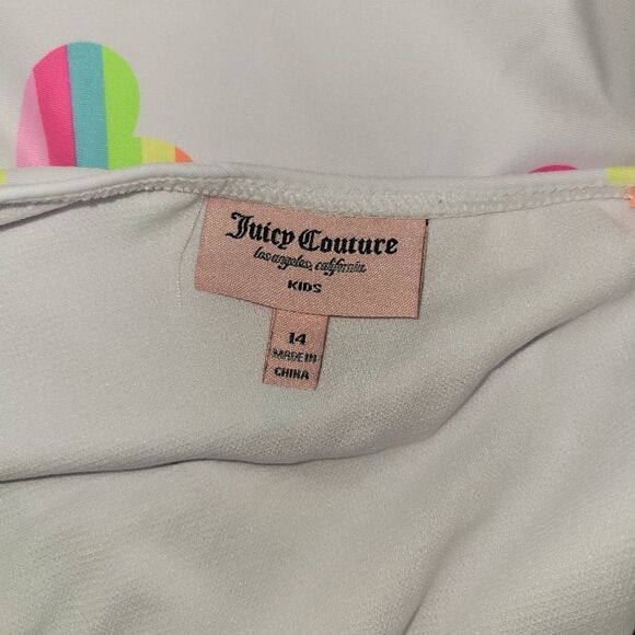 NWOT Juicy Couture Kids Girls One Piece Swimsuit Rainbow Hearts Size 14 - Picture 7 of 7